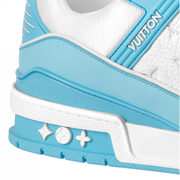 Louis Vuitton Sky Blue Empreinte White Leather Low Trainer Sneaker UK 9 US 10 11 - Picture 7 of 16